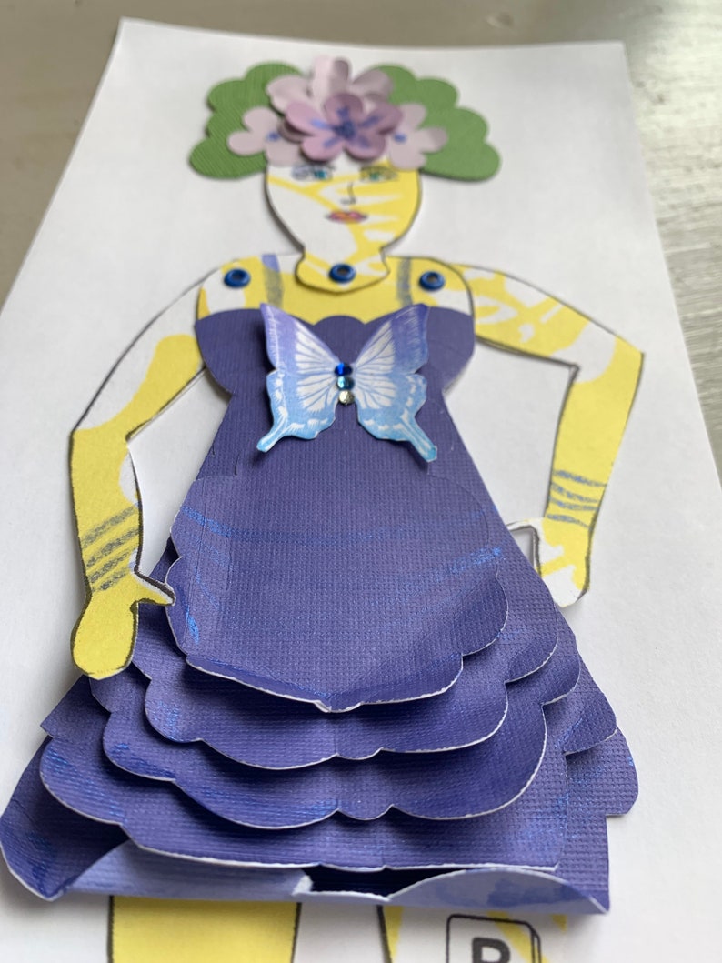 Paper Doll Happy Birthday Greeting Card Etsy