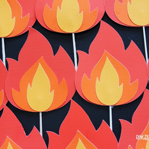 Fire Flame Cupcake Toppers