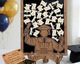 Personalized Graduation Guest Book Drop Box, Custom Wooden Graduation Guest Book Sign In Frame for Class of 2026 decoration