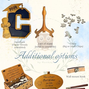 Custom wooden guest book letter C for Class of 2026 grad party decor