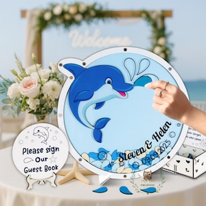 Personalized Dolphin Wedding Guest Book | Beach Wedding Guest Book Alternative | Nautical Ocean Sign-In | Under the Sea Decor Nautical Decor