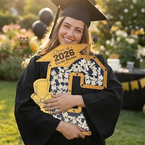Monogram graduation drop box guest book for senior night celebration table