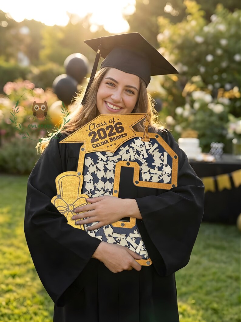 Monogram graduation drop box guest book for senior night celebration table