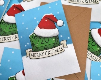 Merry CRITmas - DnD Christmas Card - A6 CHRISTMAS Card - Dungeons and Dragons
