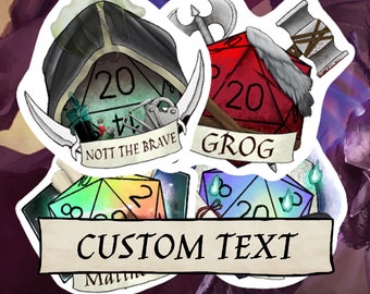 CUSTOM TEXT DnD Class Sticker - Add your own text - D20 Dungeons and Dragons