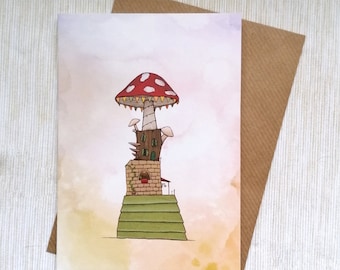 Autumn House Greetings Card - tiny house - Cute Card