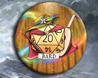 DnD Bard Badge - Bard Class Pin Badge - 38mm Badge - D20 Critical Role