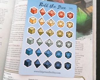 Roll the Dice DnD Sticker Sheet 6x4 - Journal Stickers - Planner Stickers D01