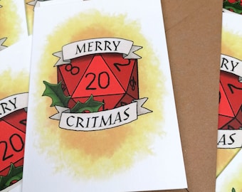Merry CRITmas - DnD Christmas Card - A6 CHRISTMAS Card  - Dungeons and Dragons - Table