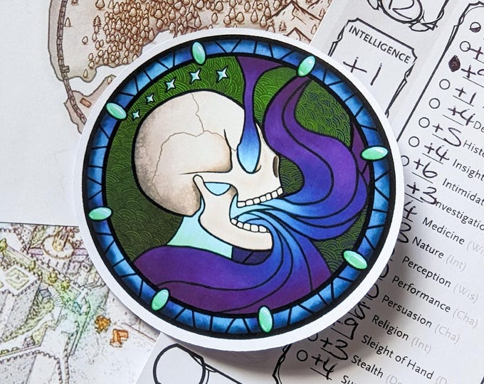 Necromancy Sticker - Soft Velvet Paper DnD Design for Enchanted Decor or Gift for Wizards & Warlocks