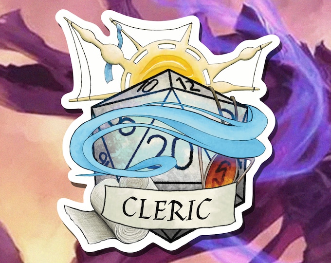 Cleric Sticker - Critical Role - D20 - Cleric Dungeons and Dragons - Paper or Vinyl Sticker
