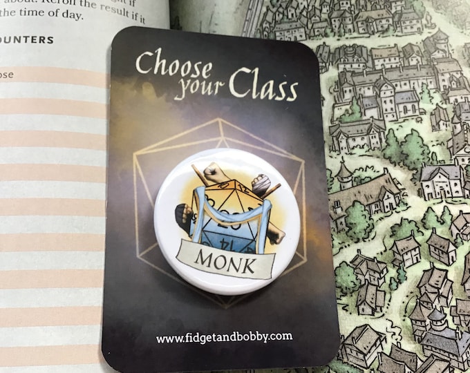 DnD Monk Badge - Monk Class Pin Badge - 38mm Badge - D20 Critical Role