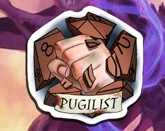 Pugilist D20 Sticker: Handmade Dungeons and Dragons Vinyl Decal