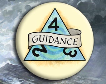 Guidance D4 Pin Badge, Dungeons and Dragons, 38mm tabletop gaming accessory, handmade geeky badge, critical role, DnD spell accessory