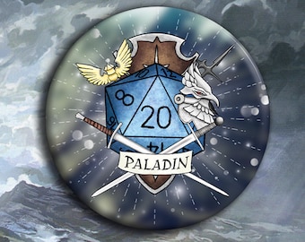 DnD Paladin Badge - Paladin Class Pin Badge - 38mm Badge - D20 Critical Role