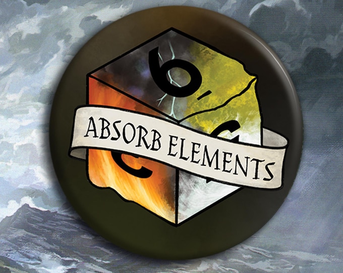 Absorb Elements Badge - 38mm Pin Badge - Dungeons and Dragons Badge