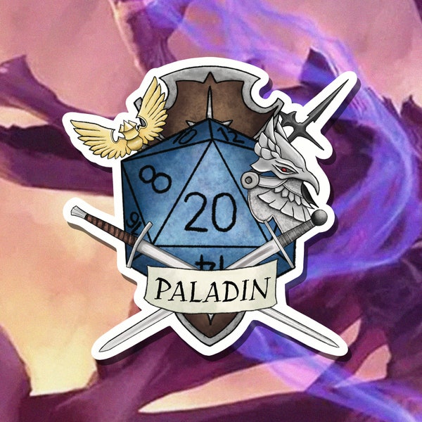 DnD Sticker - Paladin Class - cruciale rol - D20 - Paladin Dungeons and Dragons