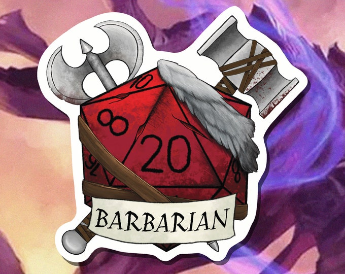 DnD Sticker - Barbarian Class - Critical Role - D20 - Barbarian Dungeons and Dragons