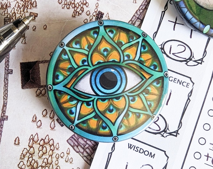 Illusion Magic Eye Badge, Ideal for Dungeons & Dragons Artistry, Quirky Gift for Wizards