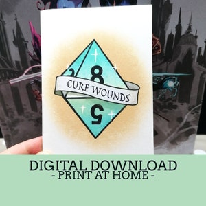 Cure Wounds Grußkarte - A6 Gute Besserung Karte - Digitaler Download Print zu Hause - Dungeons and Dragons