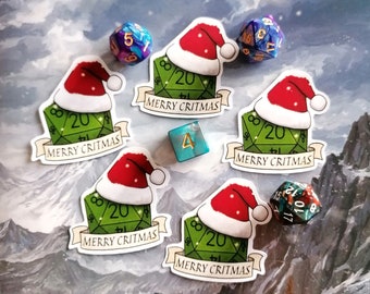Critmas D20 Dice Sticker Set - DnD Sticker - Dungeons and Dragons