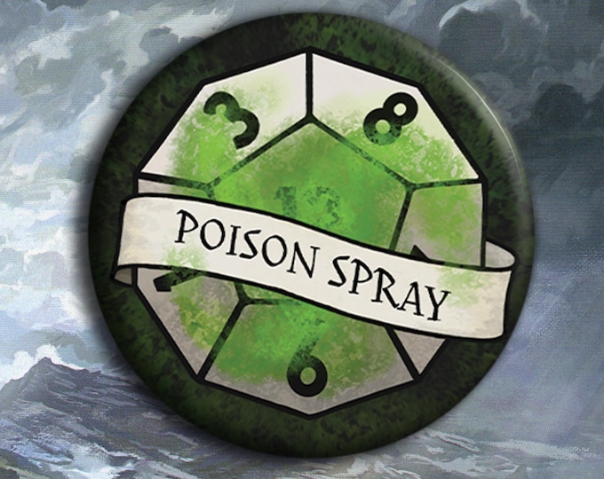 Poison Badge - Spell Badge - 38mm Badge - Dungeons and Dragons Badge
