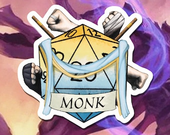 Monk Sticker - Critical Role - D20 - Monk Dungeons and Dragons - Paper or Vinyl Sticker