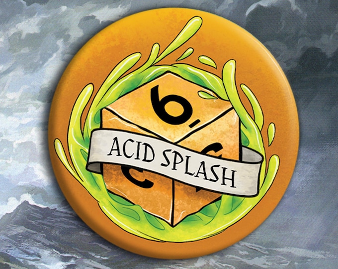 Acid Splash Badge - Spell Badge - 38mm Badge - Dungeons and Dragons Badge