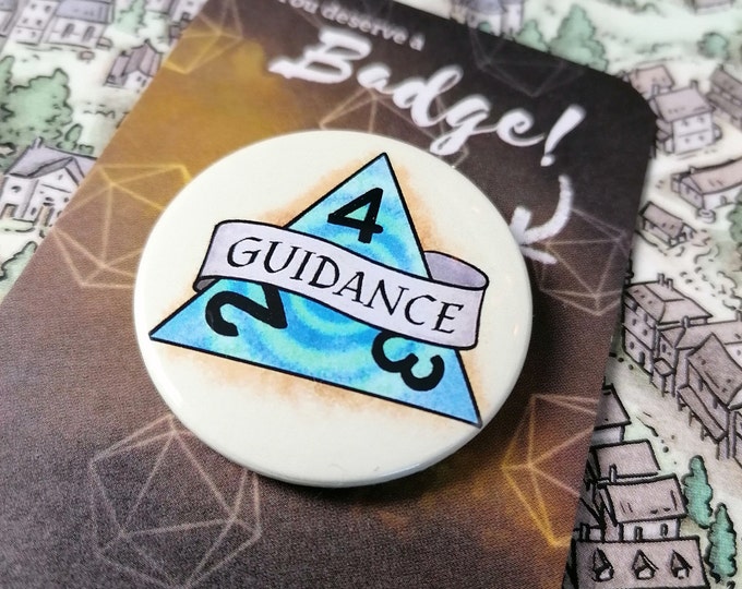 DnD Guidance D4 - 38mm Pin Badge - Dungeons and Dragons Badge