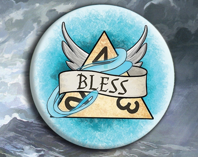 DnD Bless D4 - 38mm Pin Badge - Dungeons and Dragons Badge