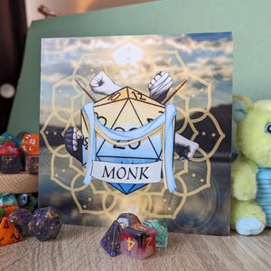 Biglietto d'auguri del monaco, biglietto fantasy unico per avventurieri, perfetto come regalo per gli amanti di DnD e per i giocatori!