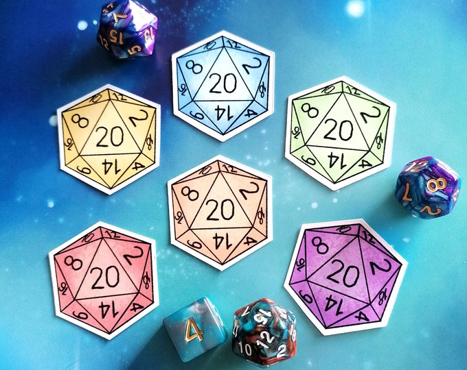 D20 Dice Sticker Set - PASTEL - DnD Sticker - Dungeons and Dragons