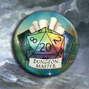 DnD - Dungeon Master Pin Badge - 38mm Badge - D20 Critical Role