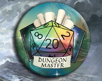 DnD - Dungeon Master Pin Badge - 38mm Badge - D20 Critical Role