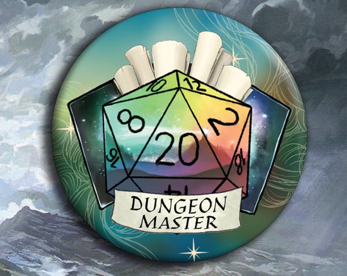 DnD - Dungeon Master Pin Badge - 38mm Badge - D20 Critical Role