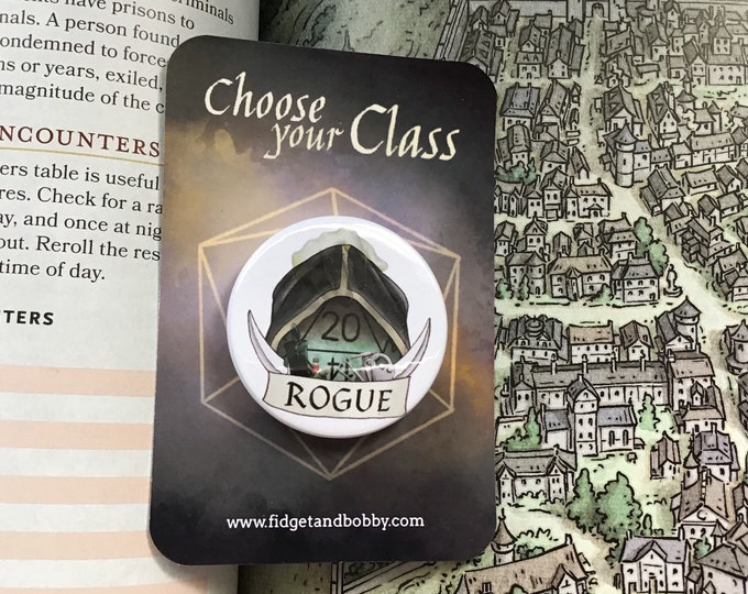 DnD Rogue Badge - Rogue Class Pin Badge - 38mm Badge - D20 Critical Role