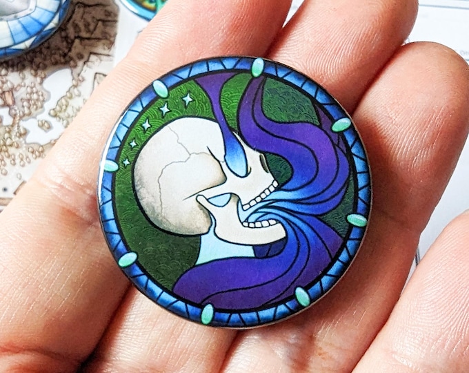 DnD Necromancy Magic Badge, Skull Design Pin, Perfect for Tabletop Gaming Fans, Unique Gift for D&D Players