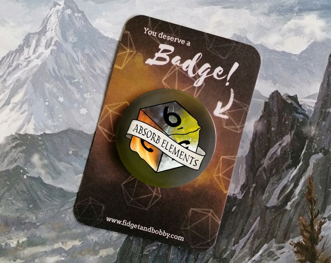 Absorb Elements Badge - 38mm Pin Badge - Dungeons and Dragons Badge