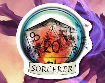 DnD Sticker - Sorcerer Class - Critical Role - D20 - Sorcerer Dungeons and Dragons - Paper or Vinyl Sticker