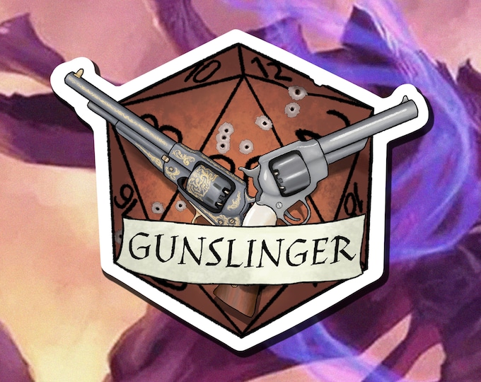Gunslinger Sticker - Critical Role - D20 - Gunslinger Dungeons and Dragons - Paper or Vinyl Sticker