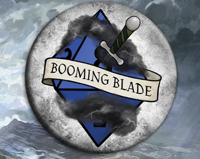 Booming Blade Badge - 38mm Pin Badge - Dungeons and Dragons Badge
