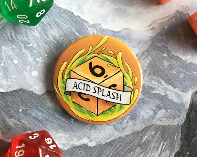 Acid Splash Badge - Spell Badge - 38mm Badge - Dungeons and Dragons Badge