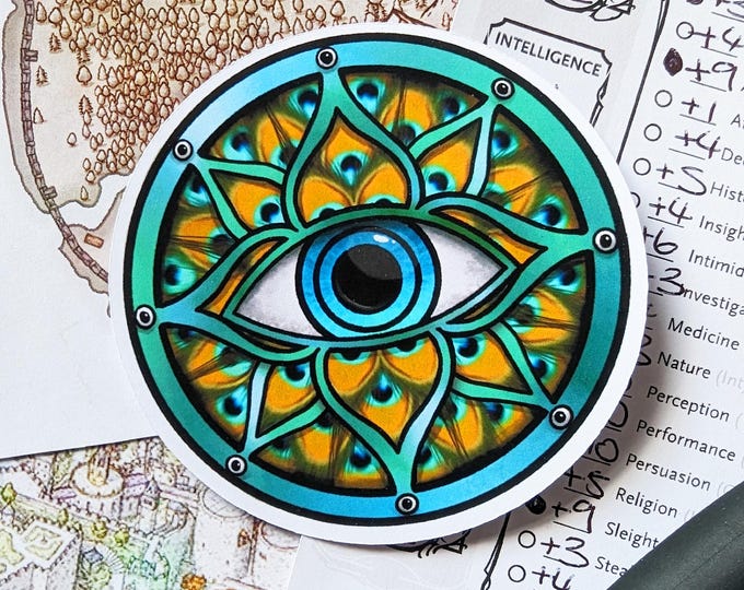 Illusion Magic Eye Sticker, Luxurious Matte Paper Design, Ideal for Dungeons & Dragons Artistry, Quirky Gift for Wizards
