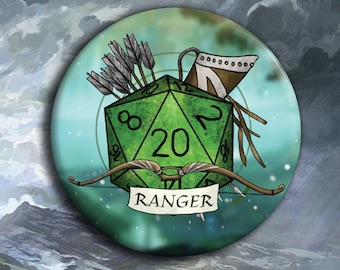 DnD Ranger Badge - Ranger Class Pin Badge - 38mm Badge - D20 Critical Role