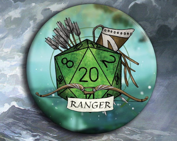 DnD Ranger Badge - Ranger Class Pin Badge - 38mm Badge - D20 Critical Role