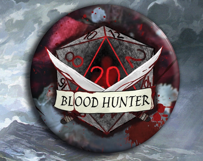 DnD Blood Hunter Badge - Blood Hunter Class Pin Badge - 38mm Badge - D20 Critical Role