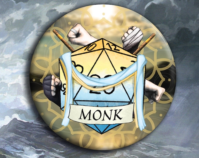 DnD Monk Badge - Monk Class Pin Badge - 38mm Badge - D20 Critical Role