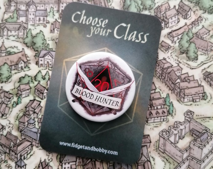 DnD Blood Hunter Badge - Blood Hunter Class Pin Badge - 38mm Badge - D20 Critical Role