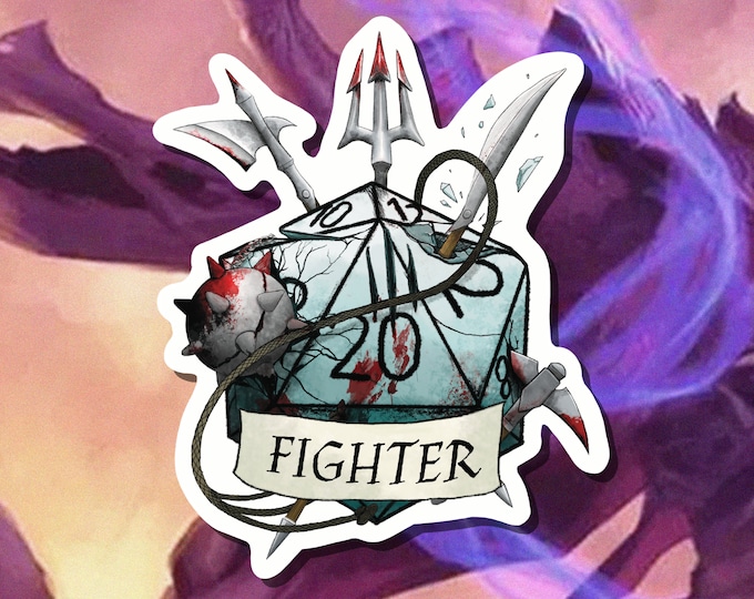 Fighter Sticker - Critical Role - D20 - Fighter Dungeons and Dragons - Paper or Vinyl Sticker