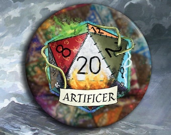 DnD Artificer Badge - Articifer Class Pin Badge - 38mm Badge - D20 Critical Role